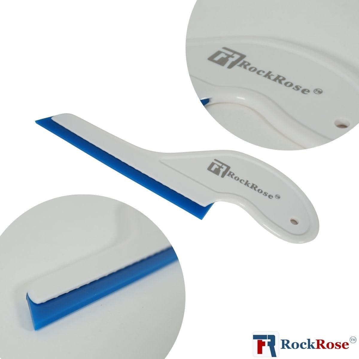 image6Inch Long Reach Triangular Scraper Squeegee with Silicone Blade for Windshield Effortless Residual Water Dust Snow and Ice Removal YellowBlue