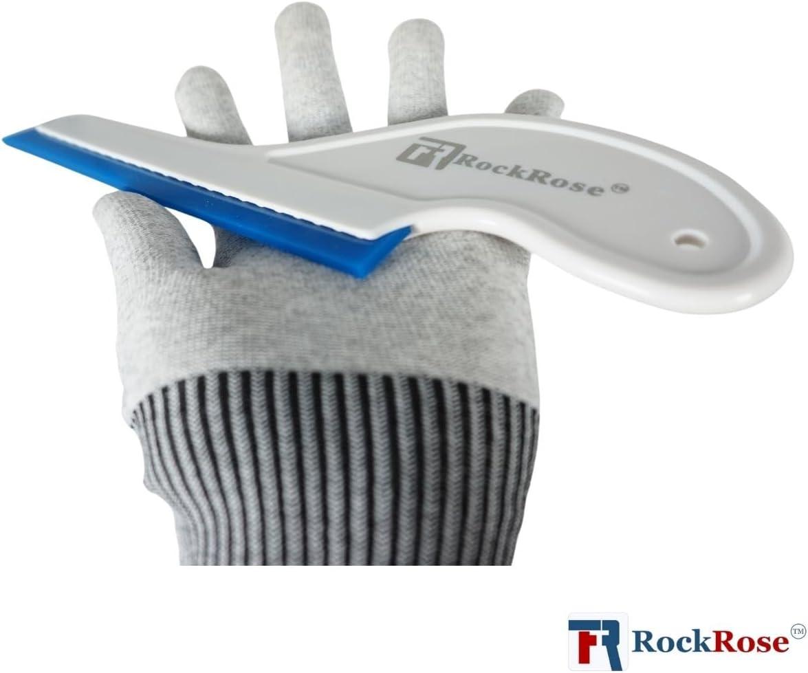 image6Inch Long Reach Triangular Scraper Squeegee with Silicone Blade for Windshield Effortless Residual Water Dust Snow and Ice Removal YellowBlue