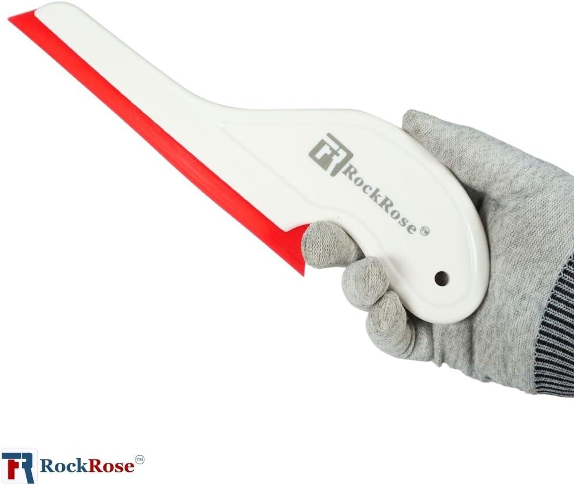 image6Inch Long Reach Triangular Scraper Squeegee with Silicone Blade for Windshield Effortless Residual Water Dust Snow and Ice Removal YellowRed