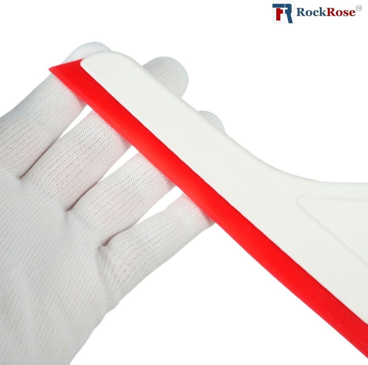 image6Inch Long Reach Triangular Scraper Squeegee with Silicone Blade for Windshield Effortless Residual Water Dust Snow and Ice Removal YellowRed