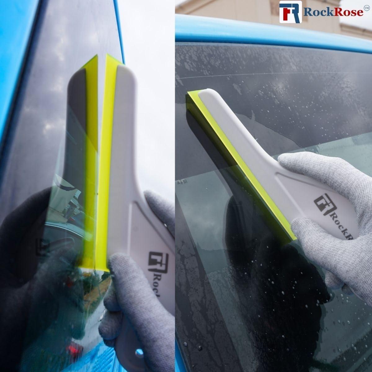 image6Inch Long Reach Triangular Scraper Squeegee with Silicone Blade for Windshield Effortless Residual Water Dust Snow and Ice Removal YellowYellow