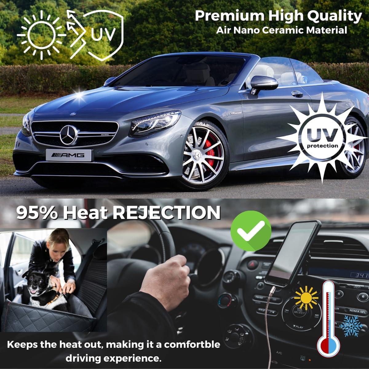imageCharcoal 2PLY Air Nano Ceramic 20 VLT Car Tint 36 in x 25 FT Professional Window Tint Heat UV 99 and IRR 93 to 95 Tint for Cars or Building Adhesive Film Easy Shrink Plotter Friendly20 Percent
