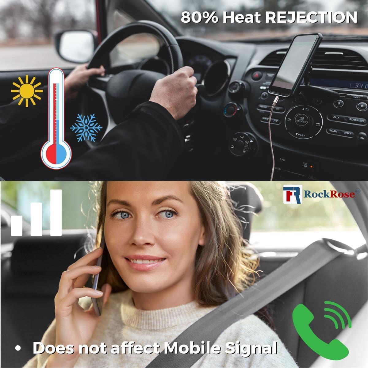 imageRockRose 20 Nano Ceramic Car Window Tint 36 in x 25FT 2PLY Privacy Film Heat Block 99 UVR and 85 IRR Block for Auto or Home Strong Adhesive Easy Shrink Plotter Friendly  Charcoal15 Percent