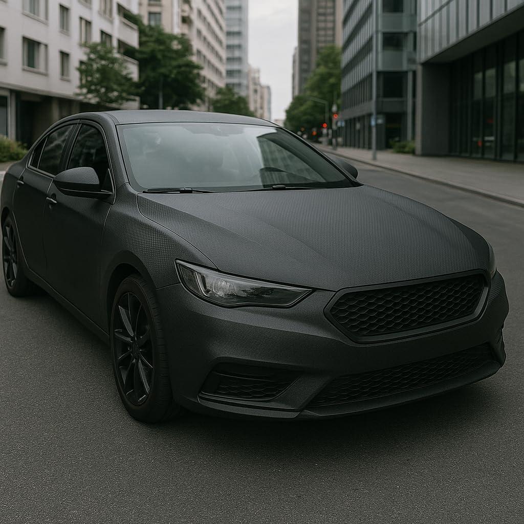 imageRockRose 3D Matte 3D Black Carbon Fiber Vinyl Wrap AntiWrinkle Air Release Automotive Bubble Wrap Self Adhesive Car Vinyl Sticker DIY Decals 1FT x 10FT3D Black