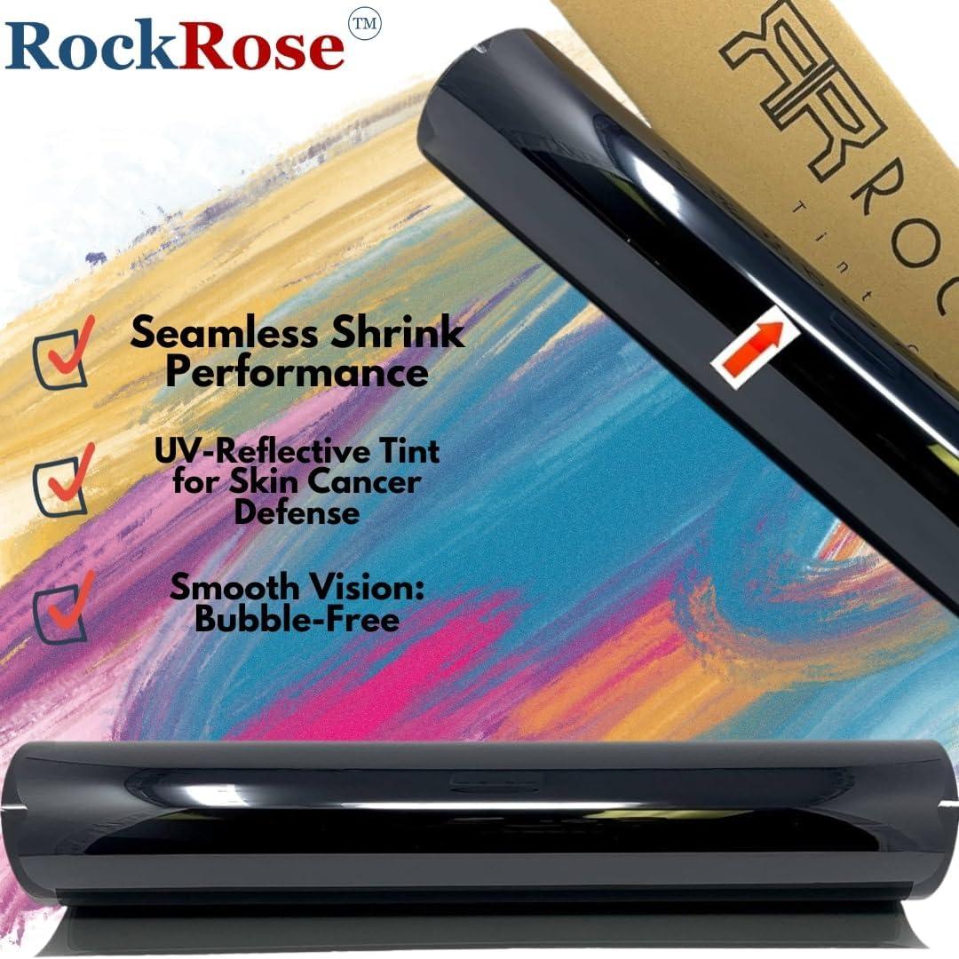 imageRockRose 5 Car Window Tint 36 in x 100FT 1PLY Carbon Charcoal Privacy Film Heat UV and IRR Block Tint for Cars or Home Adhesive Film Easy Shrink Plotter Friendly Pro Grade20 Percent