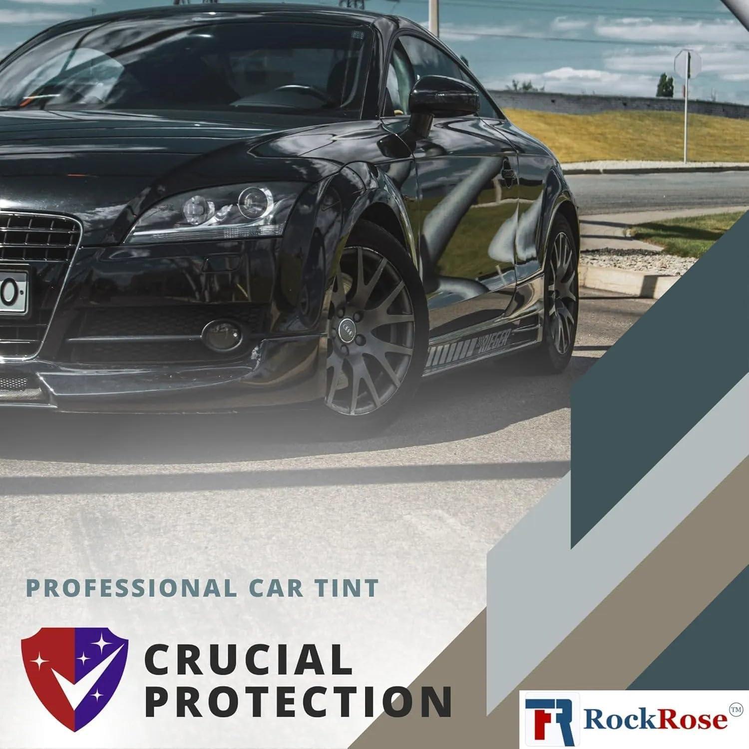 imageRockRose 5 Car Window Tint 36 in x 100FT 1PLY Carbon Charcoal Privacy Film Heat UV and IRR Block Tint for Cars or Home Adhesive Film Easy Shrink Plotter Friendly Pro Grade35 Percent