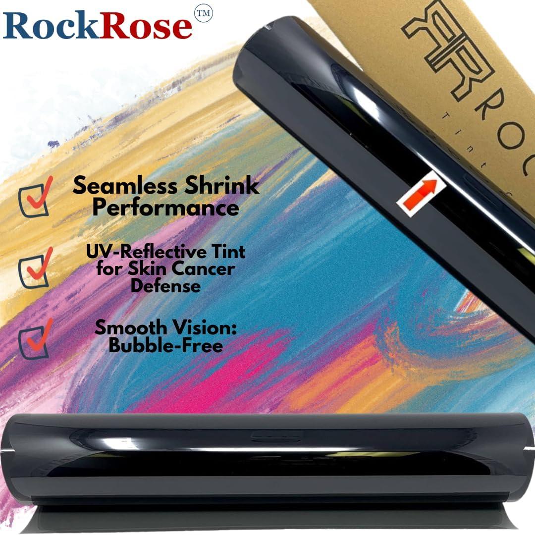 imageRockRose 5 Car Window Tint 36 in x 100FT 1PLY Carbon Charcoal Privacy Film Heat UV and IRR Block Tint for Cars or Home Adhesive Film Easy Shrink Plotter Friendly Pro Grade20 Percent
