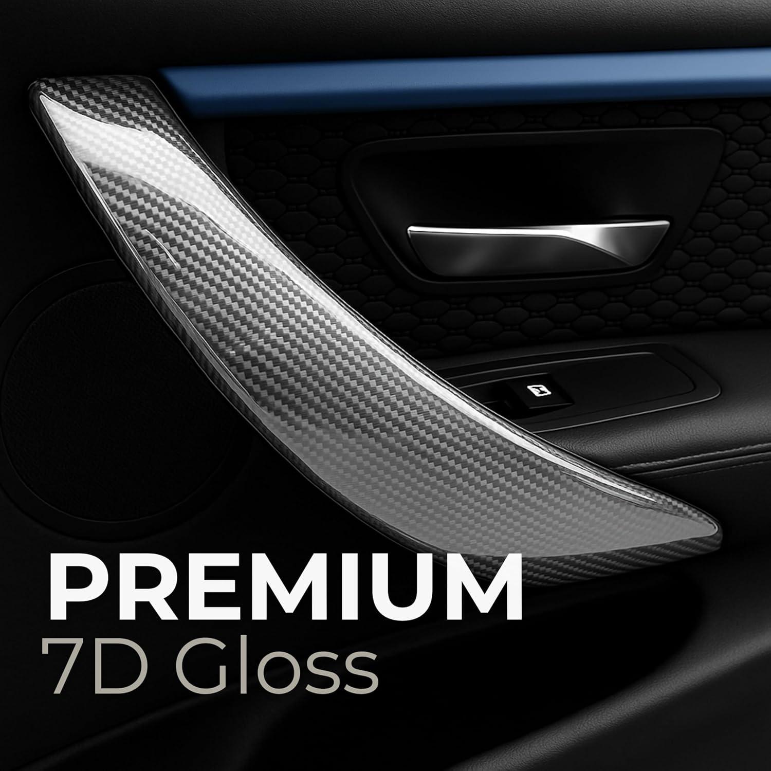 imageRockRose 7D High Gloss 7D Silver Carbon Fiber Vinyl Wrap AntiWrinkle Air Release Automotive Bubble Wrap Self Adhesive Car Vinyl Sticker DIY Decals 1FT x 10FT7D Silver