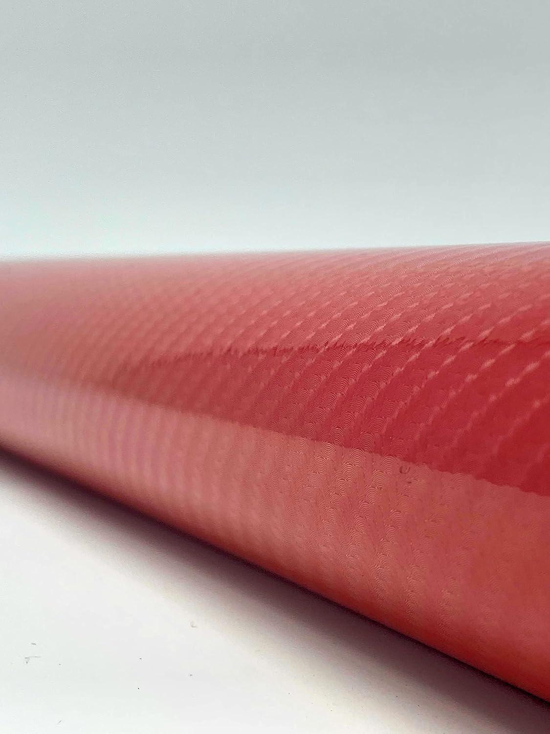 imageRockRose 7D High Gloss 7D Silver Carbon Fiber Vinyl Wrap AntiWrinkle Air Release Automotive Bubble Wrap Self Adhesive Car Vinyl Sticker DIY Decals 1FT x 10FT5D Red
