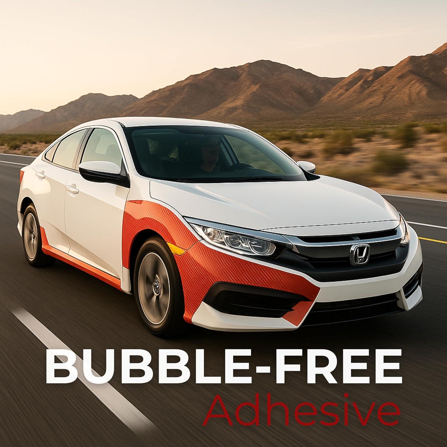 imageRockRose 7D High Gloss 7D Silver Carbon Fiber Vinyl Wrap AntiWrinkle Air Release Automotive Bubble Wrap Self Adhesive Car Vinyl Sticker DIY Decals 1FT x 10FT5D Red