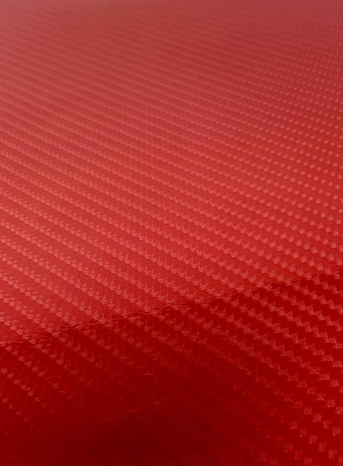 imageRockRose 7D High Gloss 7D Silver Carbon Fiber Vinyl Wrap AntiWrinkle Air Release Automotive Bubble Wrap Self Adhesive Car Vinyl Sticker DIY Decals 1FT x 10FT5D Red