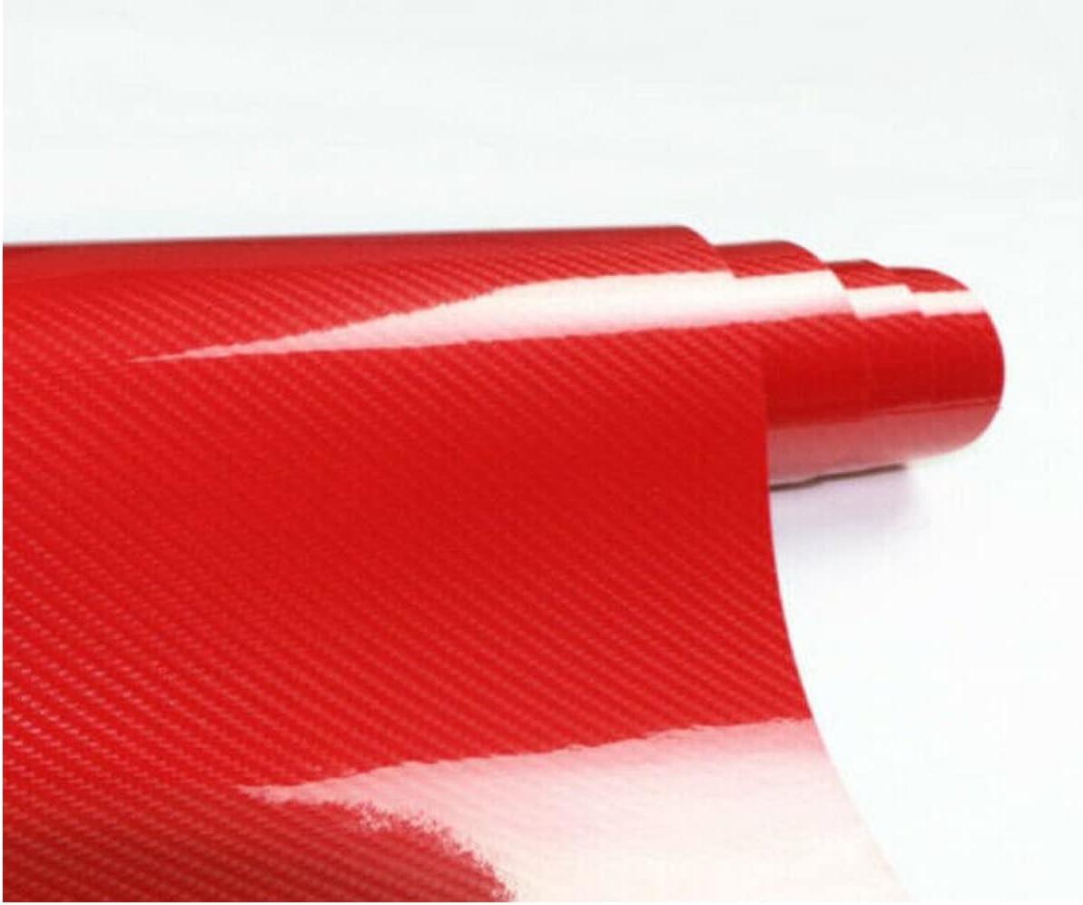 imageRockRose 7D High Gloss 7D Silver Carbon Fiber Vinyl Wrap AntiWrinkle Air Release Automotive Bubble Wrap Self Adhesive Car Vinyl Sticker DIY Decals 1FT x 10FT5D Red