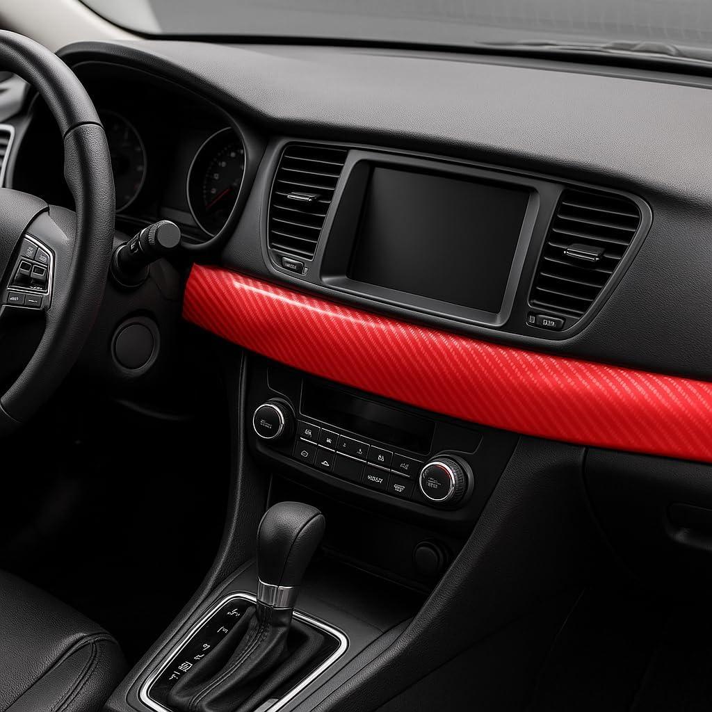 imageRockRose 7D High Gloss 7D Silver Carbon Fiber Vinyl Wrap AntiWrinkle Air Release Automotive Bubble Wrap Self Adhesive Car Vinyl Sticker DIY Decals 1FT x 10FT5D Red