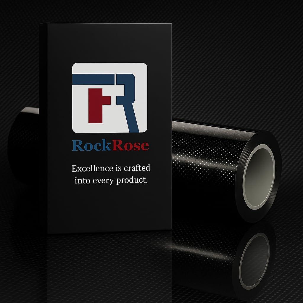 imageRockRose 7D High Gloss 7D Silver Carbon Fiber Vinyl Wrap AntiWrinkle Air Release Automotive Bubble Wrap Self Adhesive Car Vinyl Sticker DIY Decals 1FT x 10FT7D Black