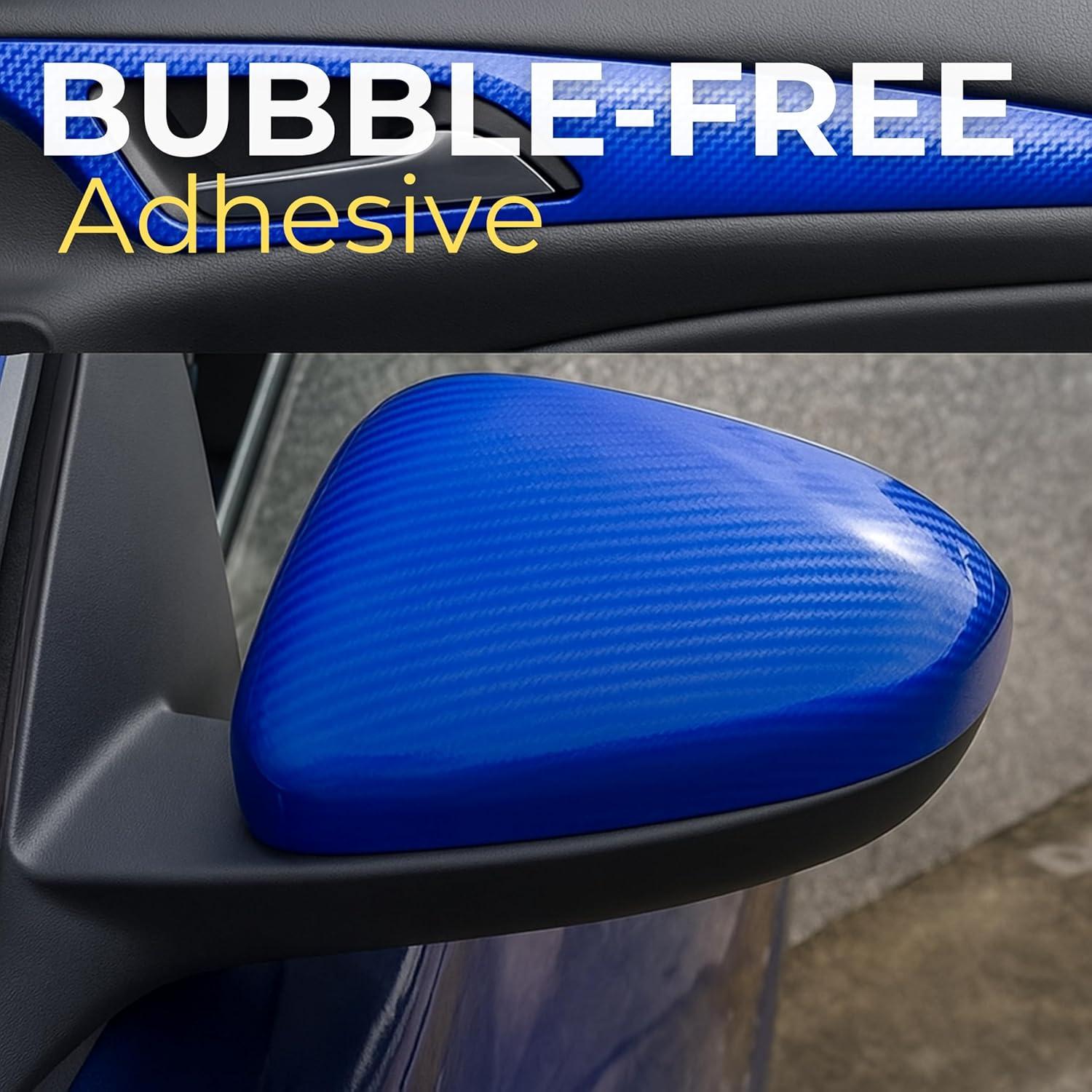 imageRockRose 7D High Gloss 7D Silver Carbon Fiber Vinyl Wrap AntiWrinkle Air Release Automotive Bubble Wrap Self Adhesive Car Vinyl Sticker DIY Decals 1FT x 10FT7D Blue