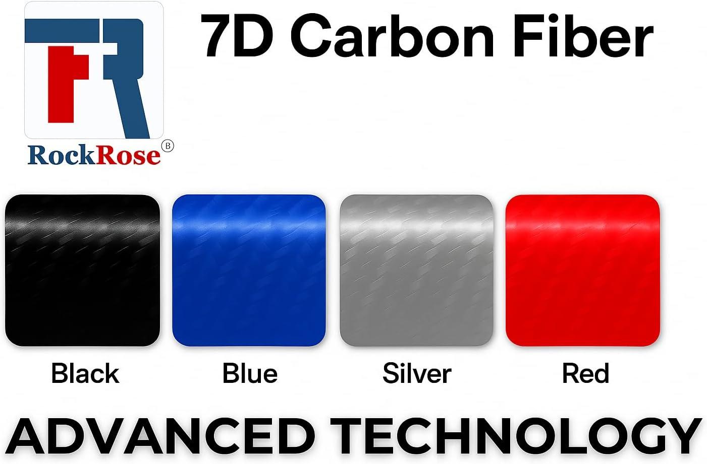 imageRockRose 7D High Gloss 7D Silver Carbon Fiber Vinyl Wrap AntiWrinkle Air Release Automotive Bubble Wrap Self Adhesive Car Vinyl Sticker DIY Decals 1FT x 10FT5D Red