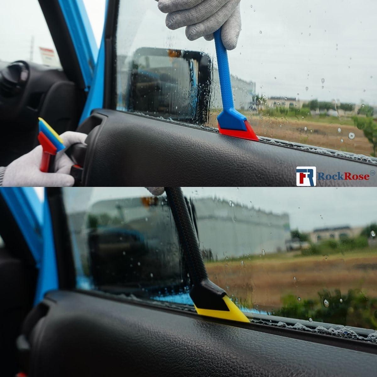 imageRockRose Agile Handle Mini Squeegee Car Quarter Glass Replaceable Car Wrapping ampamp Window Film Tinting Tool for Precise Application and Smooth Finish Pack 3 Units