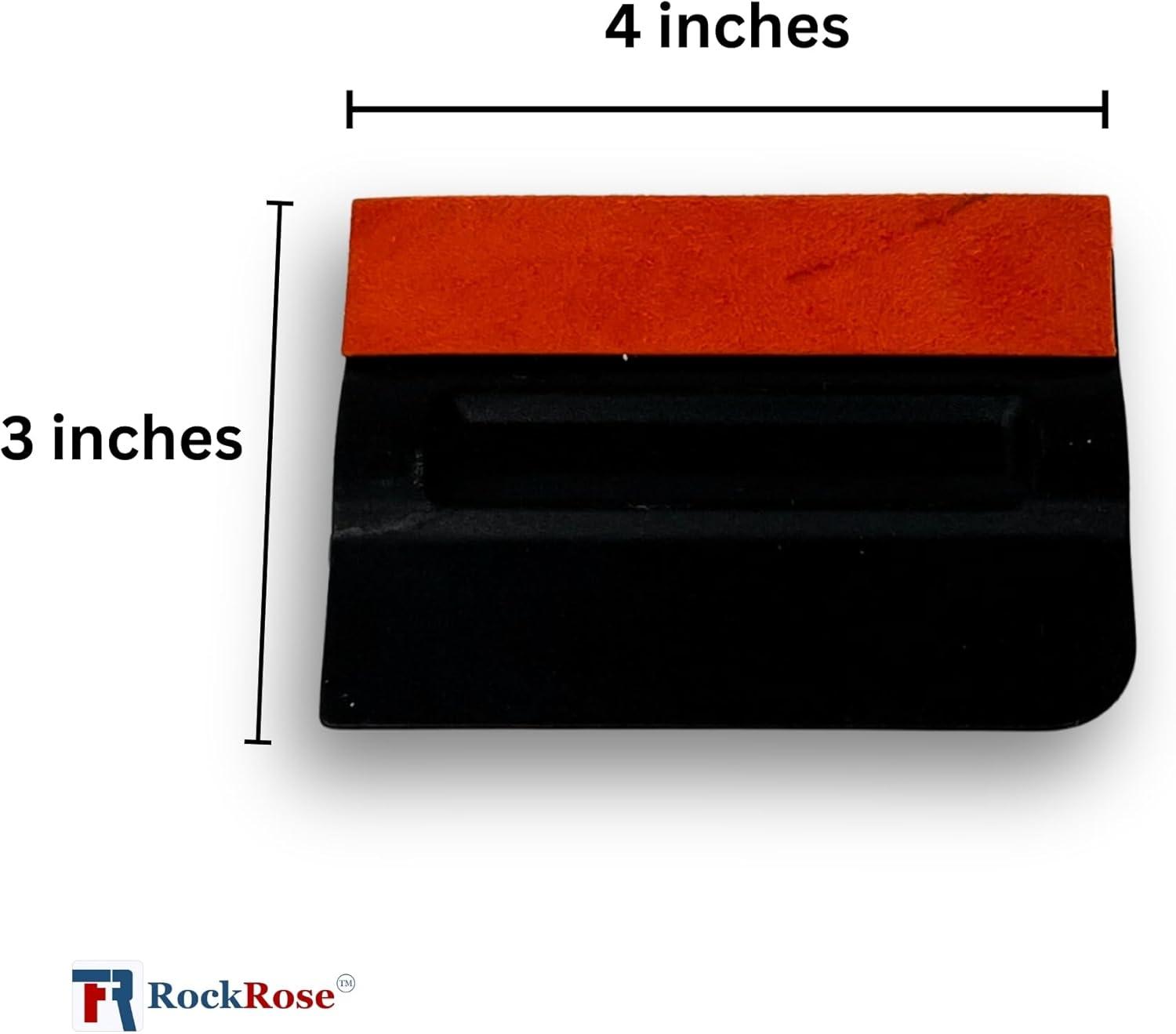 imageRockRose Black Bondo Squeegee w Felt  4 Inch Precision Window Tinting Tool for Auto Glass Vinyl Wraps and Paint Applications  3 Units Pack Black w FeltBlack w Felt