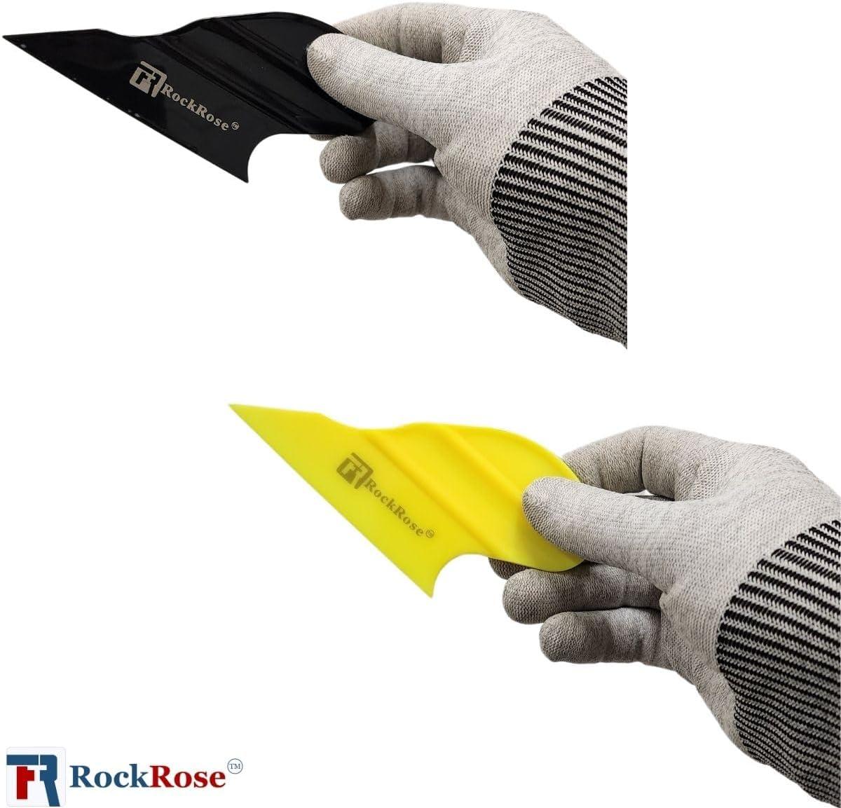 imageRockRose Black Side Trim Mini Squeegee  Compact and Ergonomic Tool with Flexible Blade for Precision Window Film and Car Tint Application  Pack 3 Units
