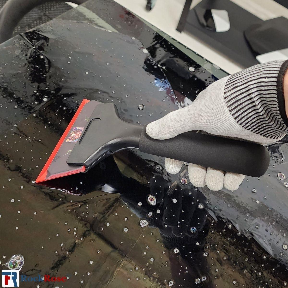 imageRockRose Blonde Crush Blue Bevel Blade Replacement Squeegee  5quot Rectangular Premium Quality Precision Cleaning Tool for Windows Glass and Surfaces  Durable Construction Blue CroppedRed