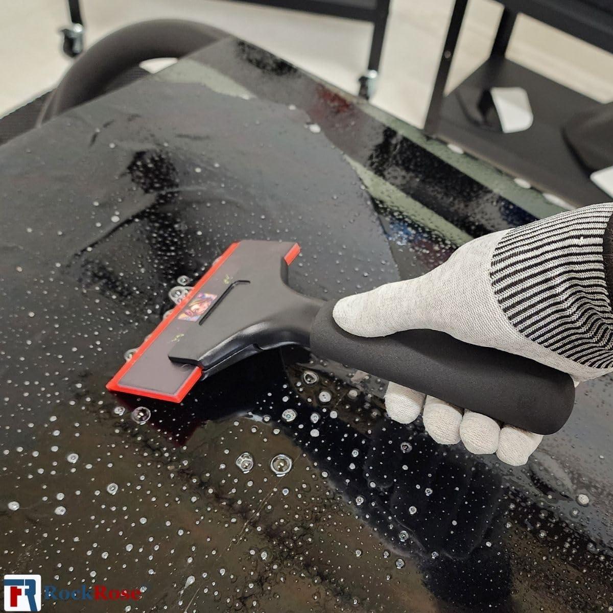 imageRockRose Blonde Crush Blue Bevel Blade Replacement Squeegee  5quot Rectangular Premium Quality Precision Cleaning Tool for Windows Glass and Surfaces  Durable Construction Blue CroppedRed