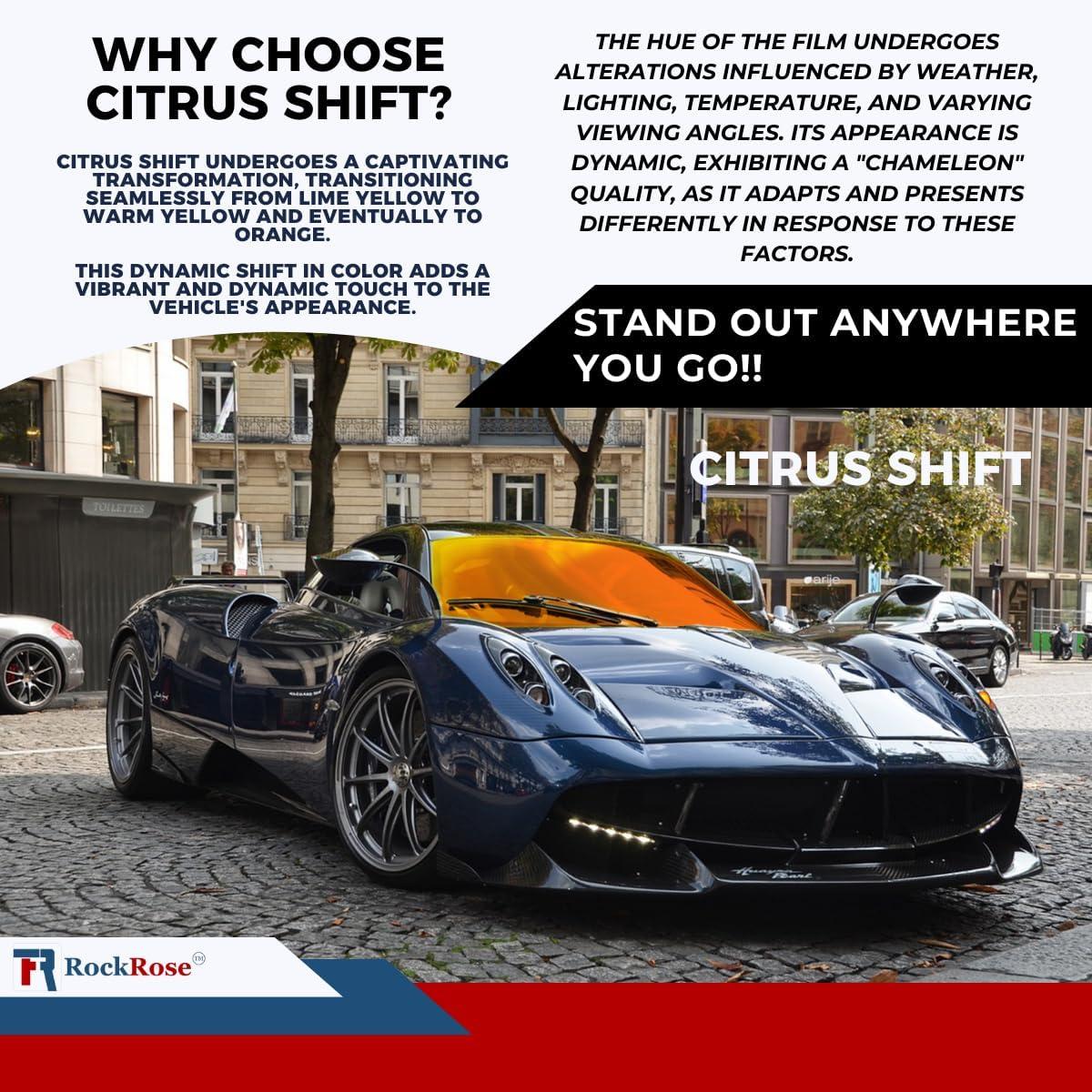 imageRockRose Citrus Shift Chameleon Window Film Expertly Engineered Dynamic ColorShifting Protection for Enhanced Visibility and Style Citrus Shift 40 in x 100 FTCitrus Shift