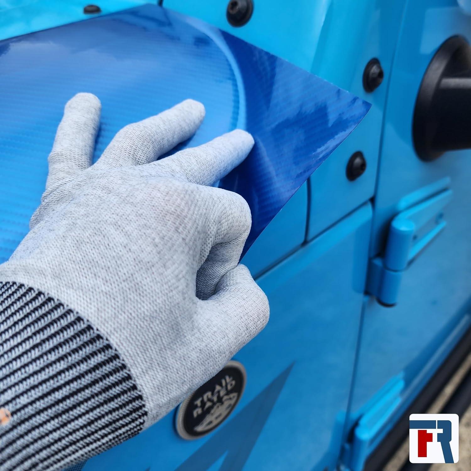 imageRockRose Grey Vinyl Wrap Gloves Professional Carbon Fiber AntiStatic Tint Gloves DustFree Wrap Glove for Wrapping Vinyl4