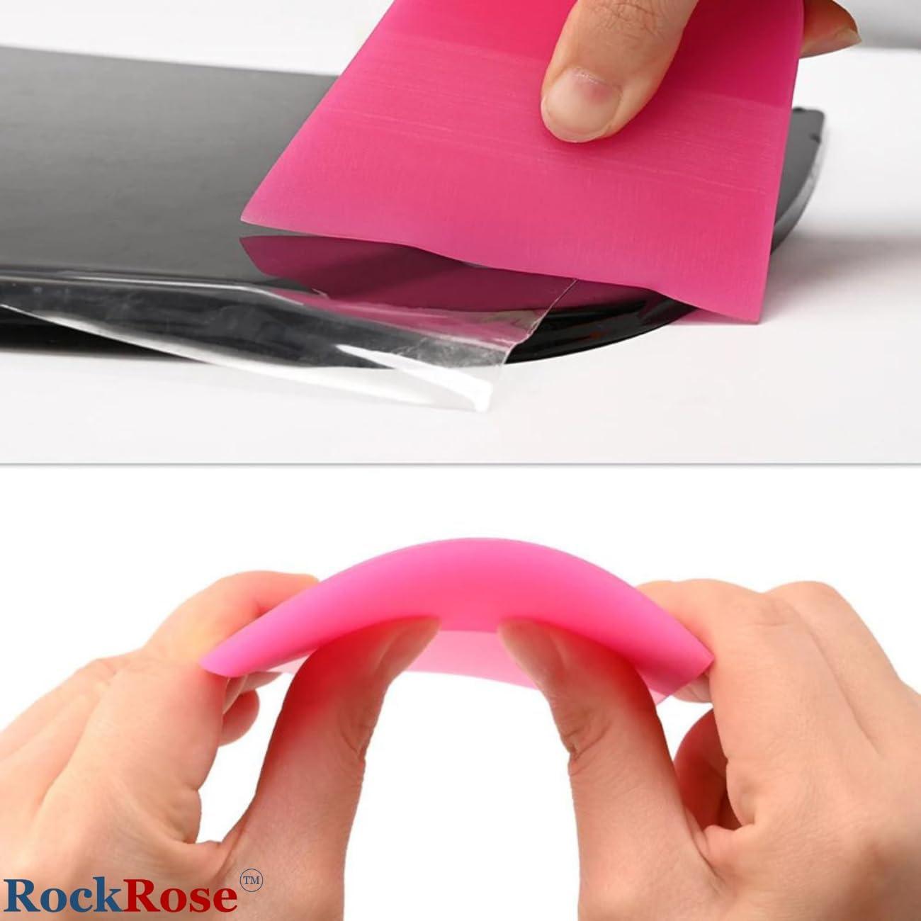 imageRockRose Pink PPF Squeegee Angled  25 x 3 inches  Film Application Tool for BubbleFree Professional Finishes  Compact and Efficient Vinyl Wrapping Squeegee 2 Units 25 x 3 Inches4 PCs KIT