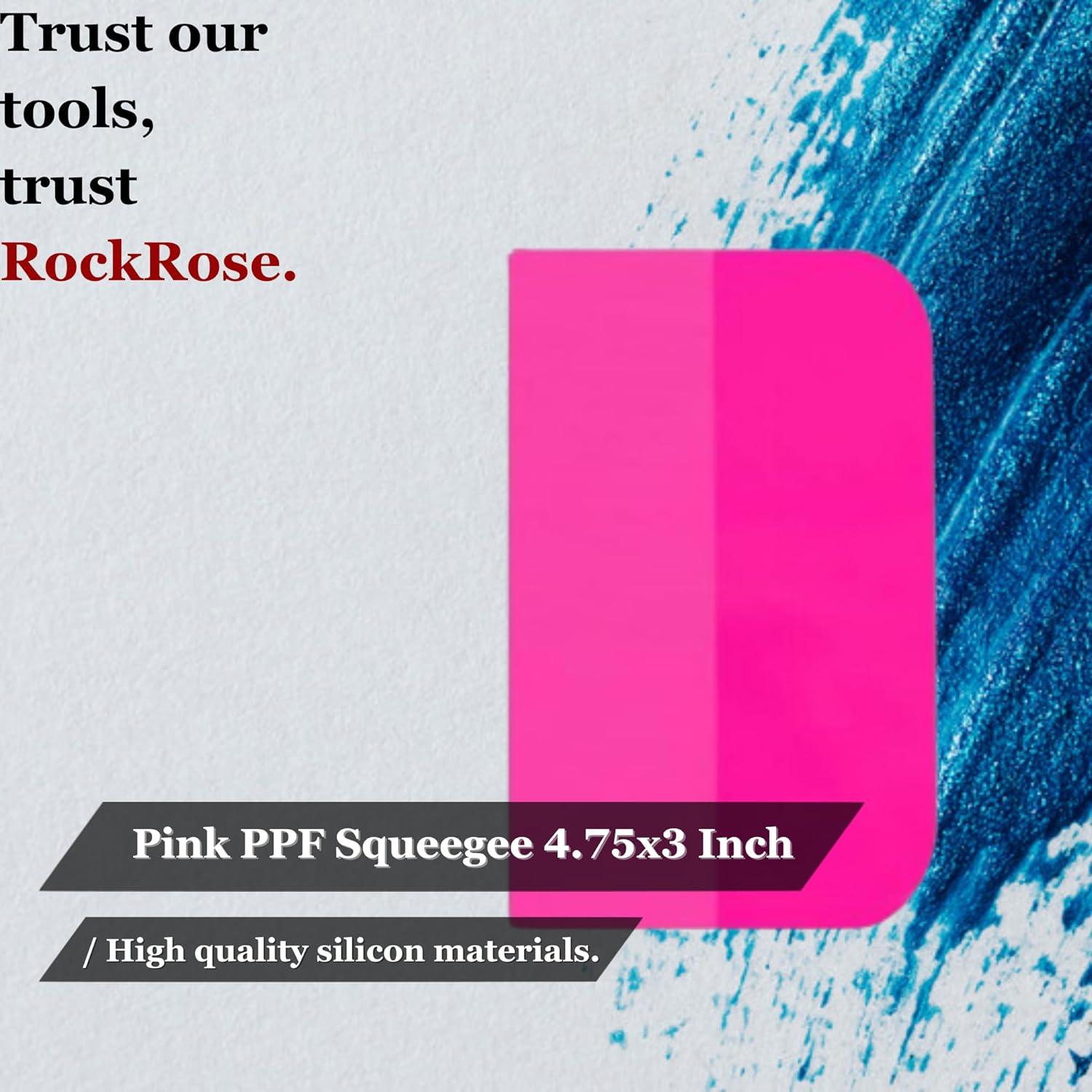 imageRockRose Pink PPF Squeegee Angled  4 x 3 inches  Film Application Tool for BubbleFree Professional Finishes  Compact and Efficient Vinyl Wrapping Squeegee 2 Units