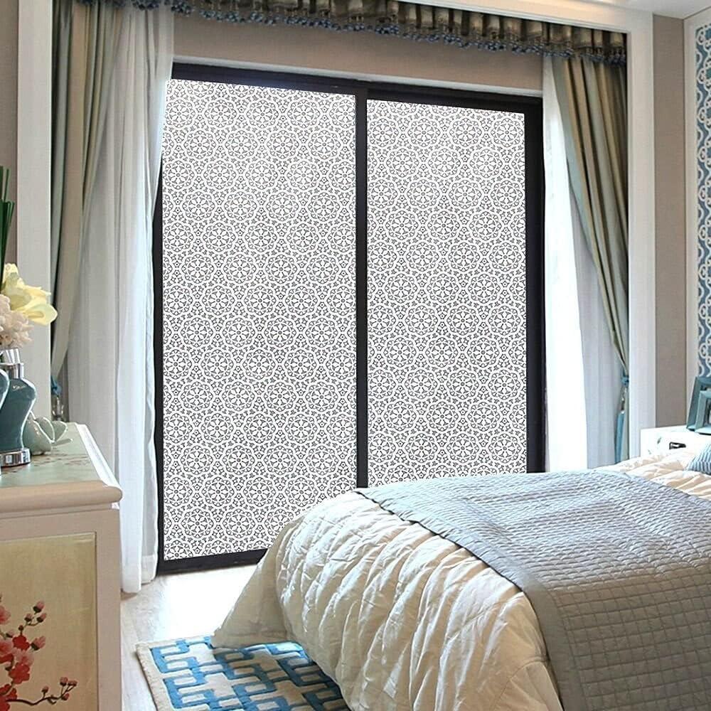 imageRockRose Privacy Window Film Prism 3D Decorative Stained Glass Vinyl Static Cling NonAdhesive Window Decals for Home or Office 236quot x 787quotFloral