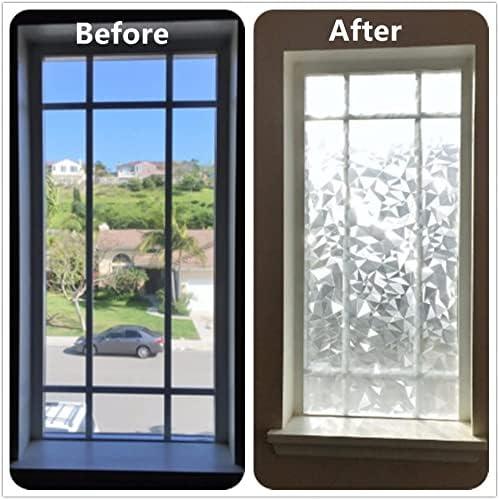 imageRockRose Privacy Window Film Prism 3D Decorative Stained Glass Vinyl Static Cling NonAdhesive Window Decals for Home or Office 236quot x 787quotPrism