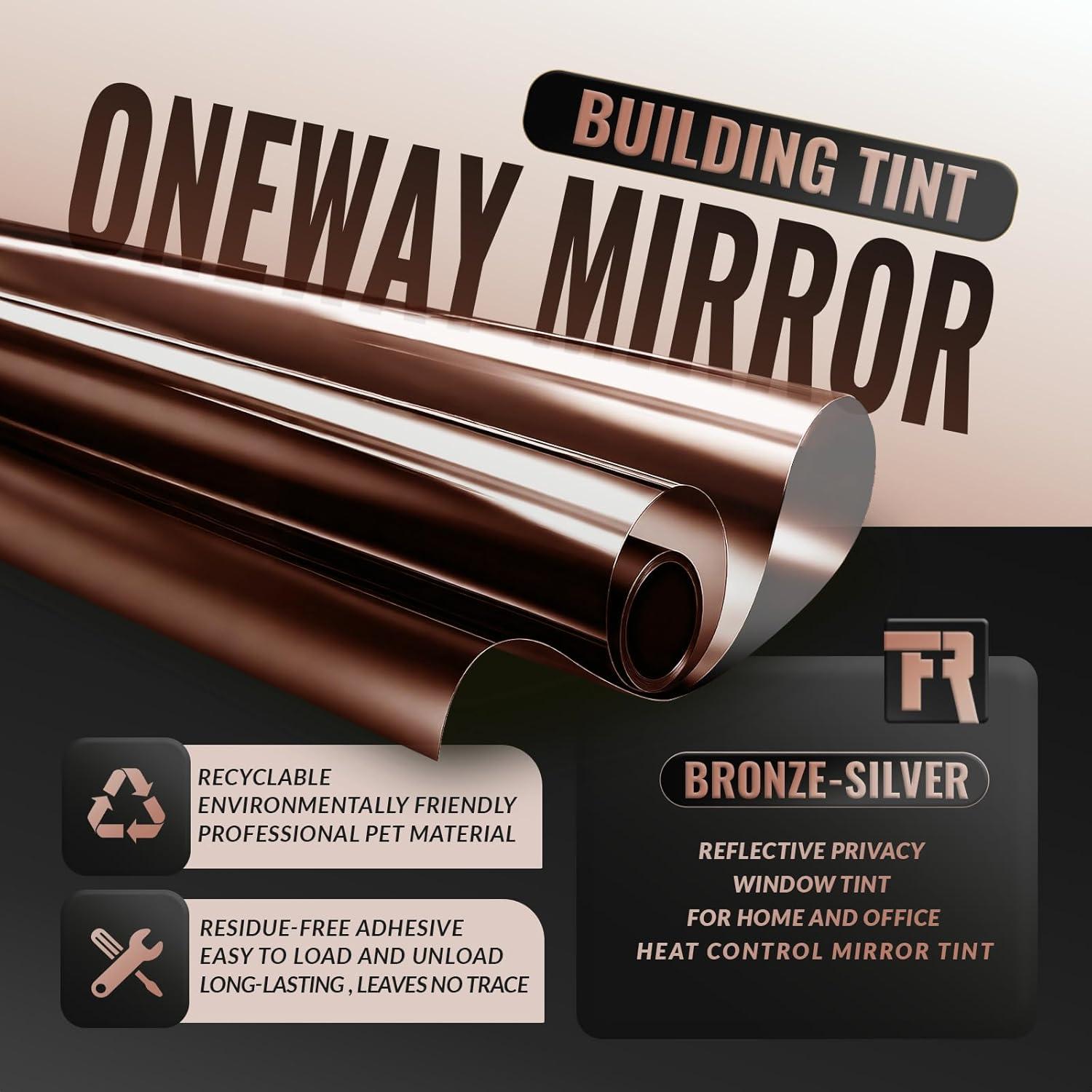 imageRockrose Professional Window Tint for Home  One Way Privacy Window Film for Home Offices Heat Blocker Reflective Adhesive Mirror Tint with 99 UV Block  BlackSilver 24 in x 25FTBronzesilver