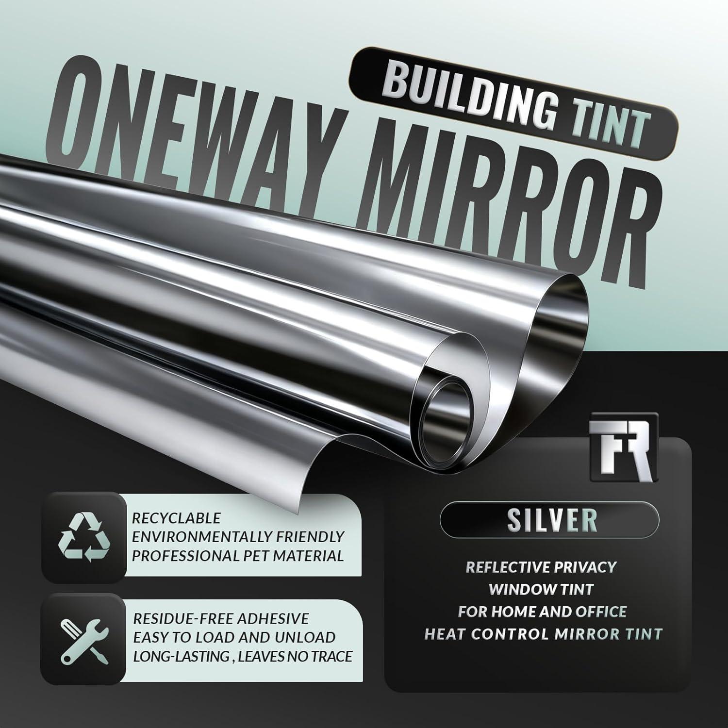 imageRockrose Professional Window Tint for Home  One Way Privacy Window Film for Home Offices Heat Blocker Reflective Adhesive Mirror Tint with 99 UV Block  BlackSilver 24 in x 25FTSilver