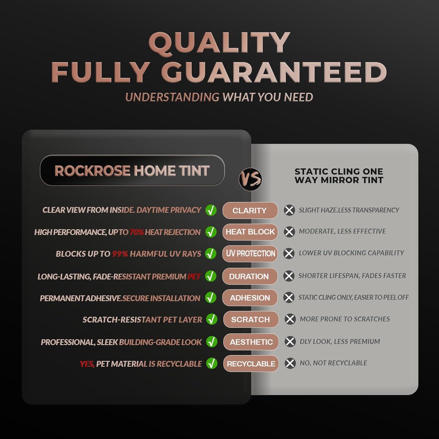 imageRockrose Professional Window Tint for Home  One Way Privacy Window Film for Home Offices Heat Blocker Reflective Adhesive Mirror Tint with 99 UV Block  BlackSilver 24 in x 25FTBronzesilver