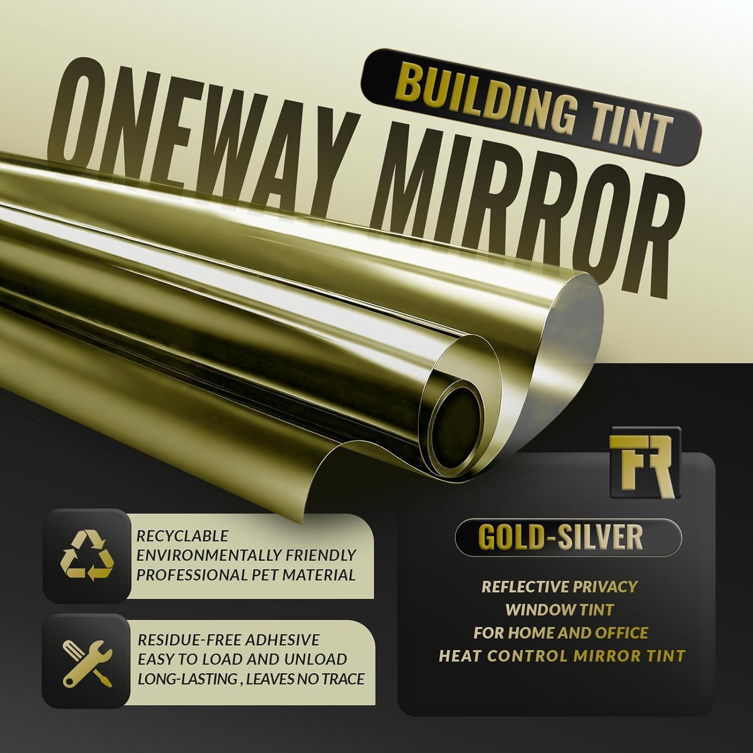 imageRockrose Professional Window Tint for Home  One Way Privacy Window Film for Home Offices Heat Blocker Reflective Adhesive Mirror Tint with 99 UV Block  BlackSilver 24 in x 25FTGoldsilver