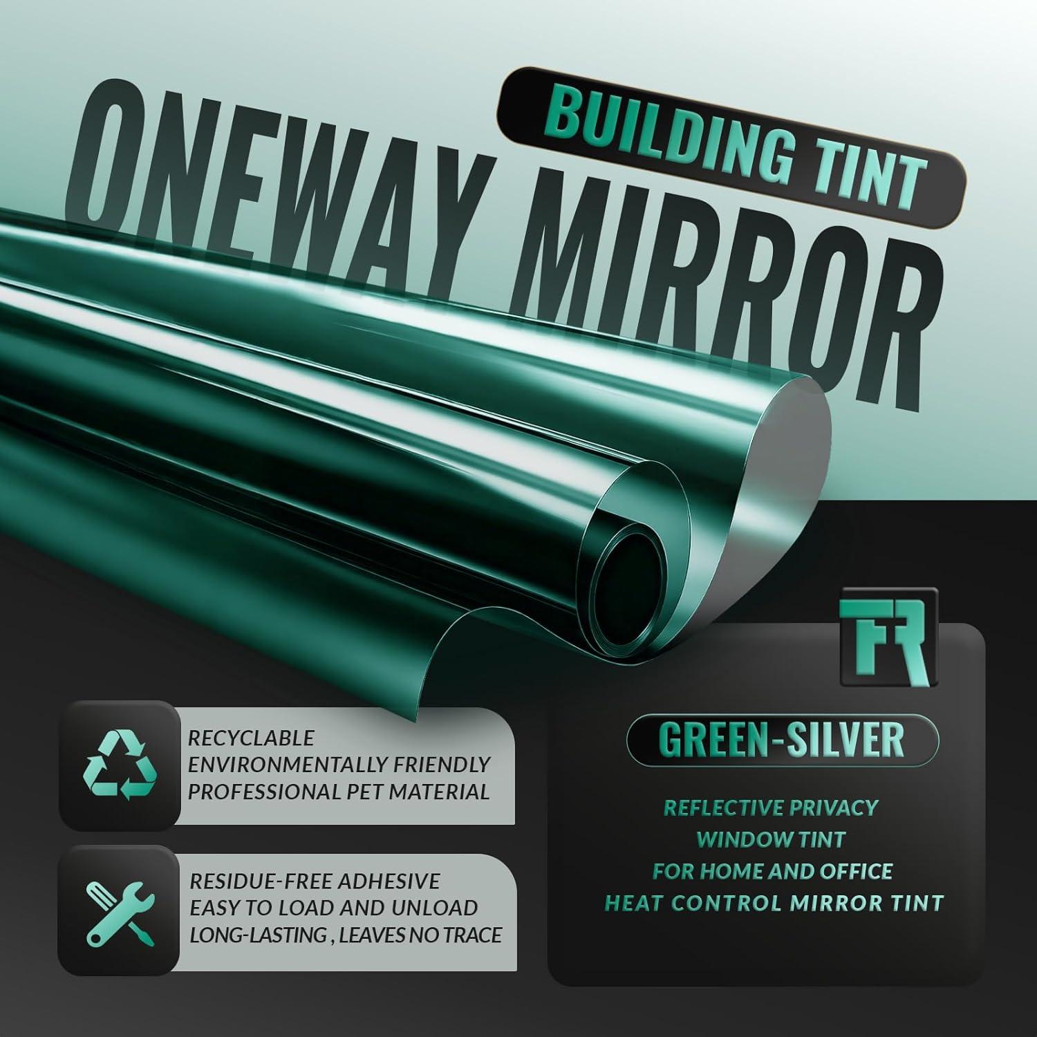 imageRockrose Professional Window Tint for Home  One Way Privacy Window Film for Home Offices Heat Blocker Reflective Adhesive Mirror Tint with 99 UV Block  BlackSilver 24 in x 25FTGreensilver