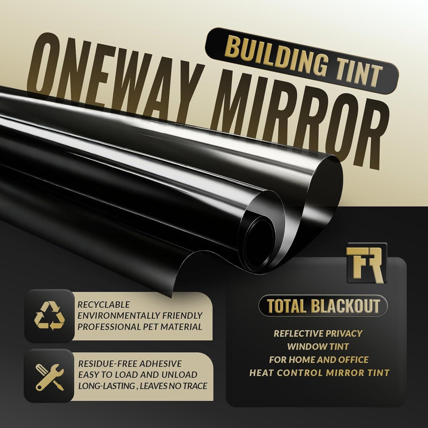 imageRockrose Professional Window Tint for Home  One Way Privacy Window Film for Home Offices Heat Blocker Reflective Adhesive Mirror Tint with 99 UV Block  BlackSilver 24 in x 25FTTotal Blackout