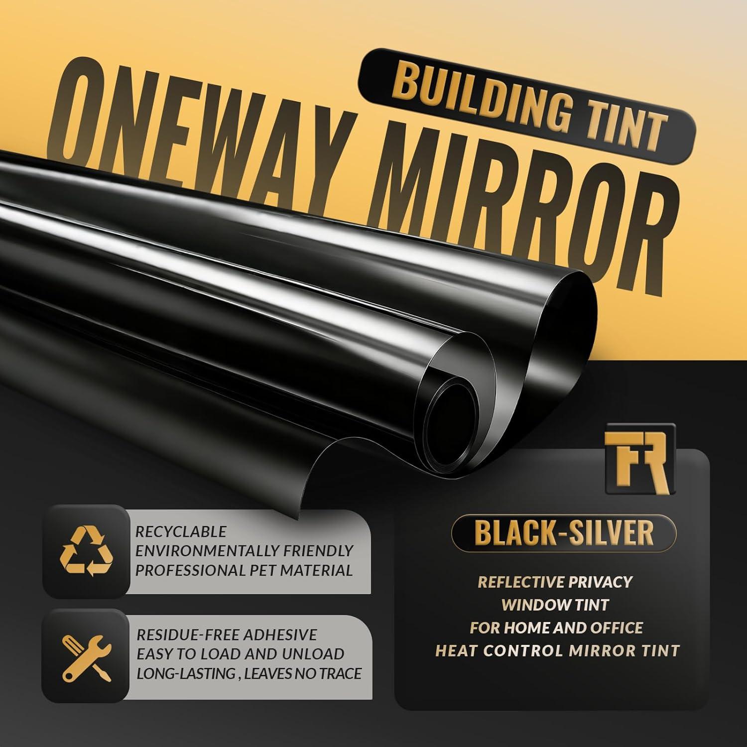 imageRockrose Professional Window Tint for Home  One Way Privacy Window Film for Home Offices Heat Blocker Reflective Adhesive Mirror Tint with 99 UV Block  BlackSilver 24 in x 25FTBlacksilver