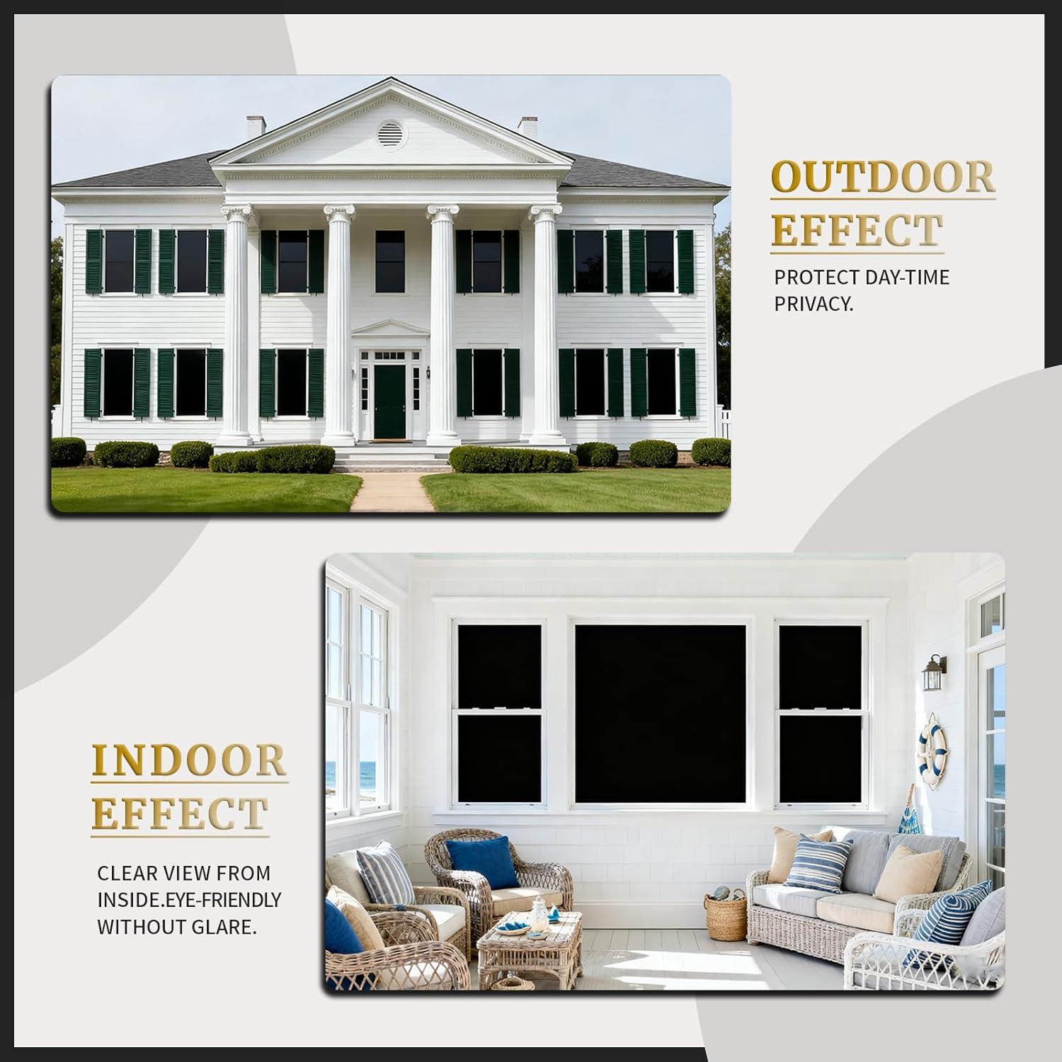 imageRockrose Professional Window Tint for Home  One Way Privacy Window Film for Home Offices Heat Blocker Reflective Adhesive Mirror Tint with 99 UV Block  BlackSilver 24 in x 25FTTotal Blackout