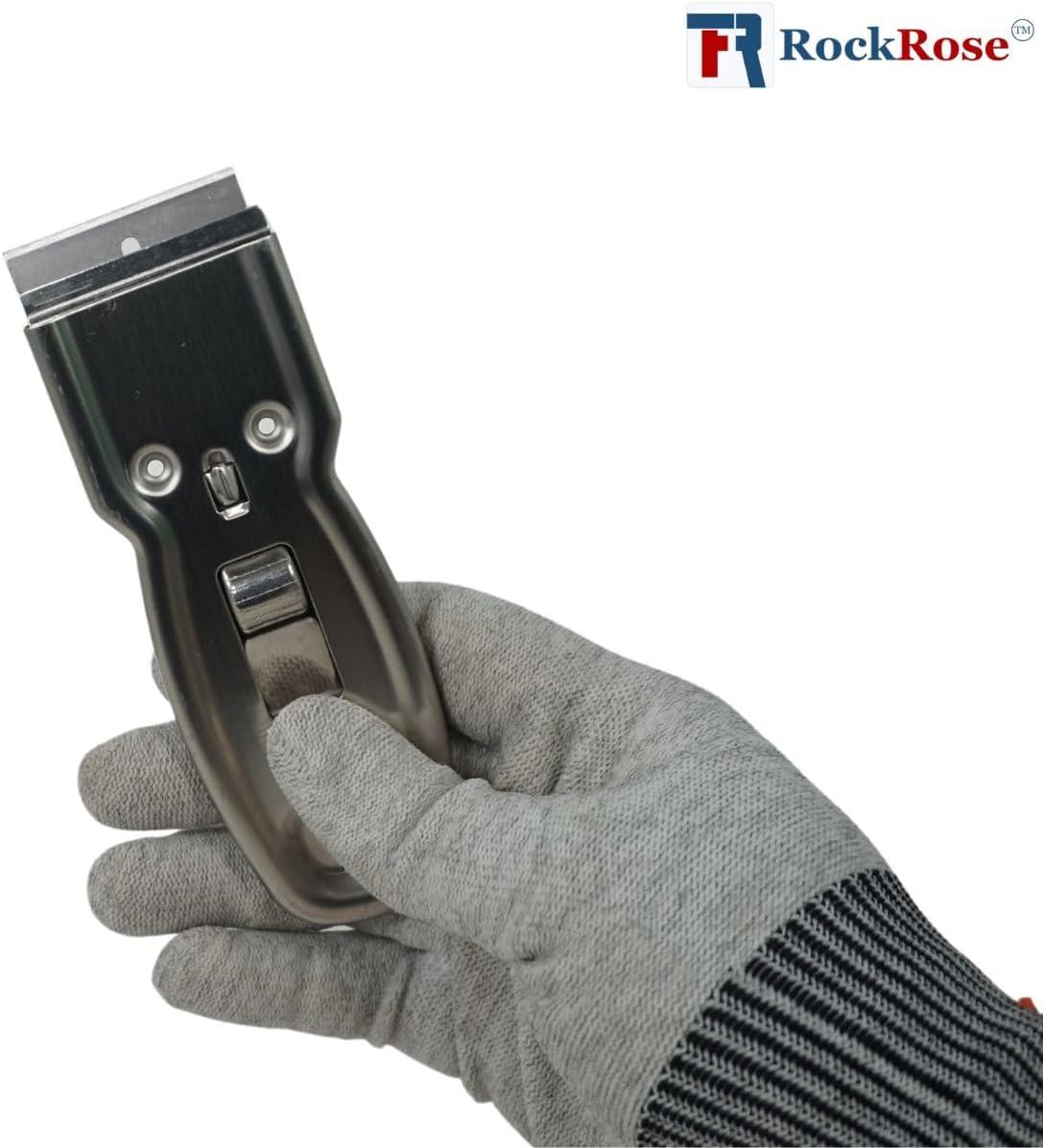 imageSilver Razor Safety Scraper 4quot Length x 158quot Width  MultiPurpose Glass Paint and Sticker Removal Tool with Comfort Grip Handle Pack 3 Units