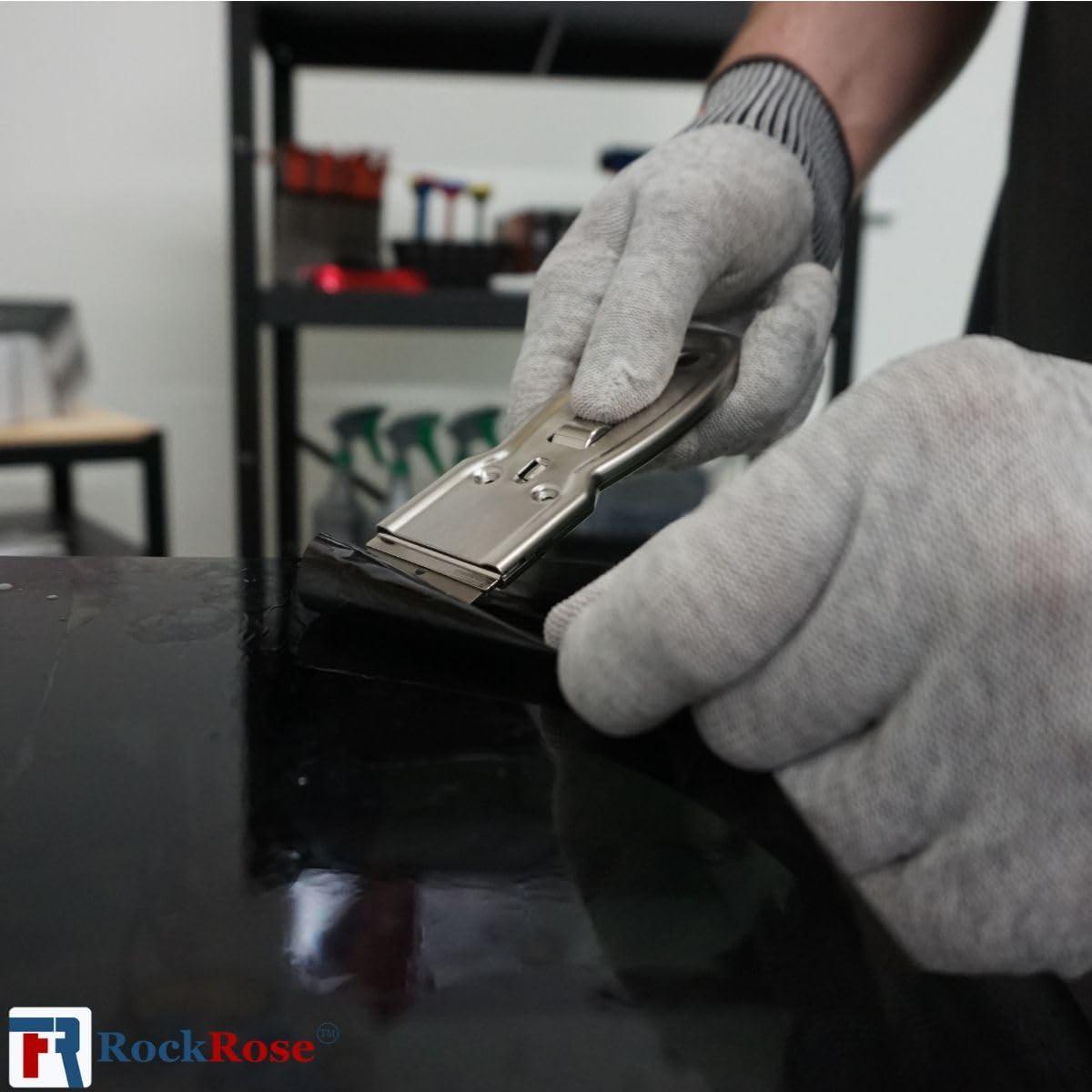 imageSilver Razor Safety Scraper 4quot Length x 158quot Width  MultiPurpose Glass Paint and Sticker Removal Tool with Comfort Grip Handle Pack 3 Units