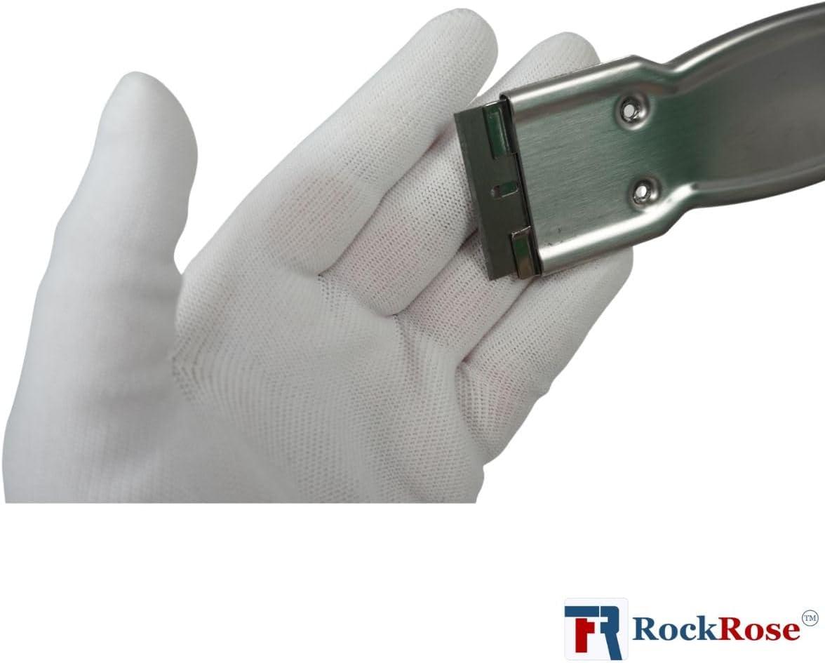 imageSilver Razor Safety Scraper 4quot Length x 158quot Width  MultiPurpose Glass Paint and Sticker Removal Tool with Comfort Grip Handle Pack 3 Units