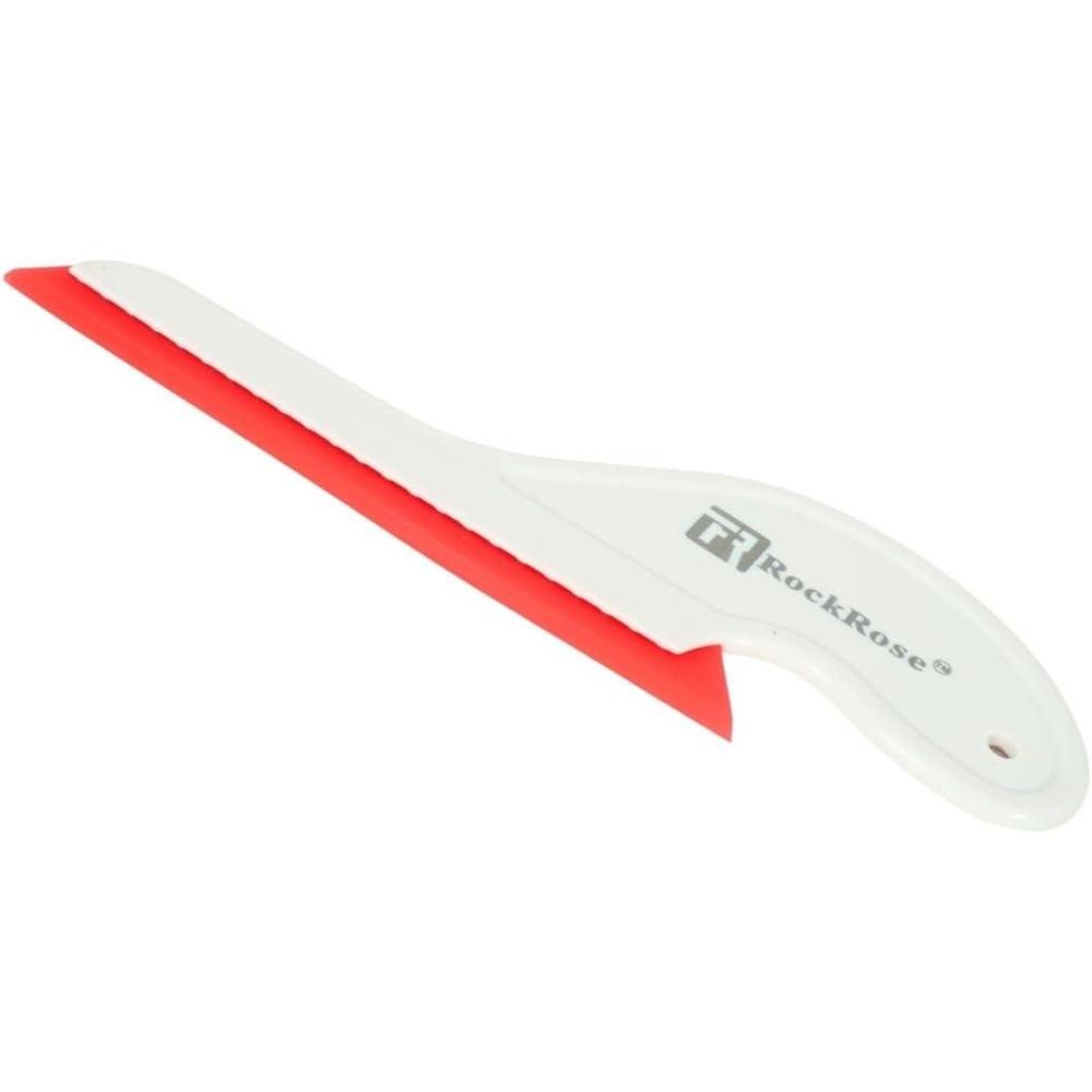 image6Inch Long Reach Triangular Scraper Squeegee with Silicone Blade for Windshield Effortless Residual Water Dust Snow and Ice Removal YellowRed