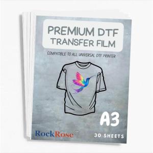 imageRock Rose DTF Film Roll DTF Transfer Film 13quot x 328 FT PreTreat Sheet PET Heat Transfer Paper for DYI Direct Print on TShirts Textile Double Sided CoatingA3 30 Sheets